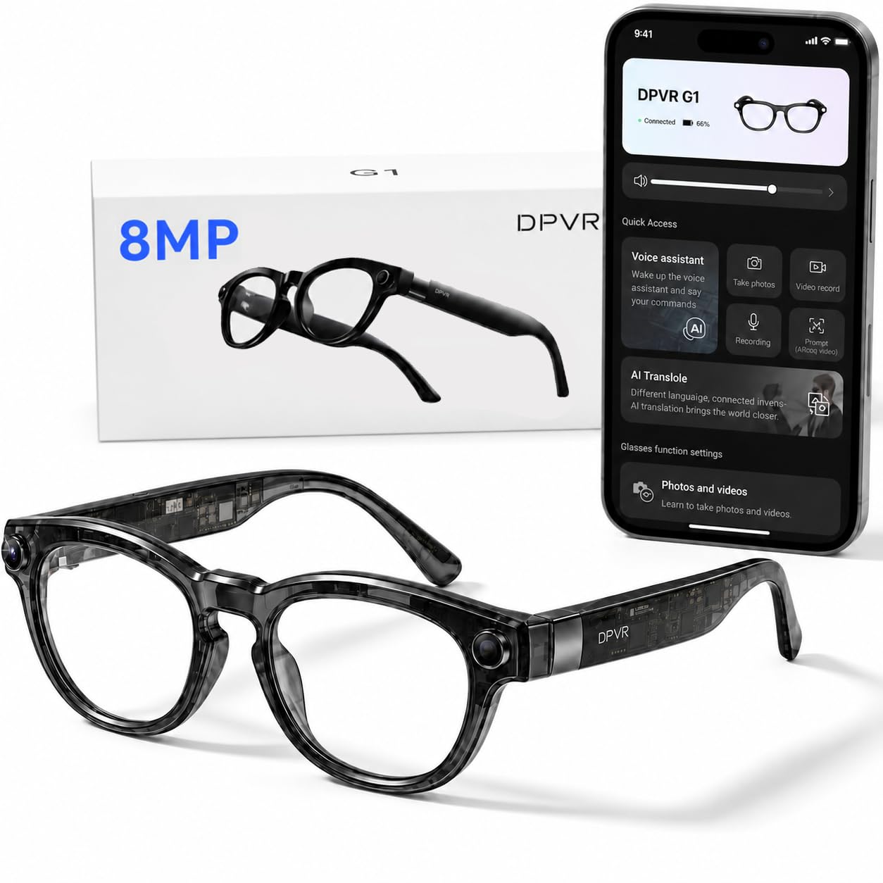 G1 AI Smart Glasses with Camera and bluetooth, 8MP Video Recording Glasses | Camera glasses with AI translation, visual recognition, voice assistant, Bluetooth audio and hands-free photo/video capture-image-43
