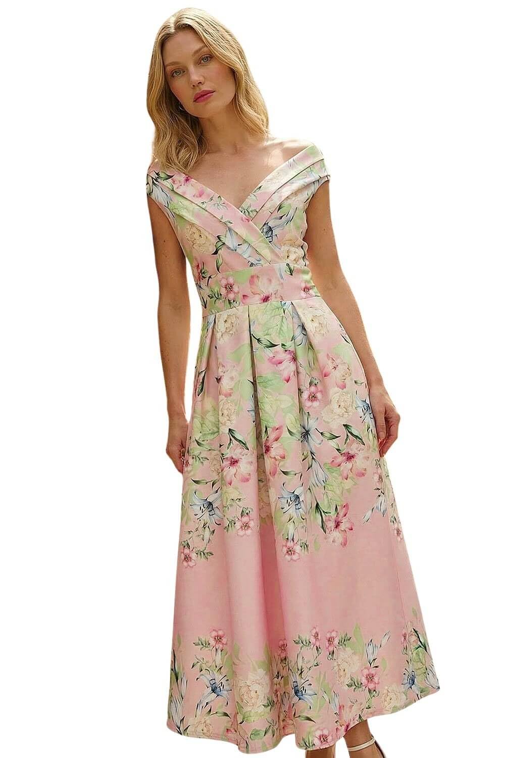 Roman - Women's - Midi Dress - Size 16 - Pink - Floral Print