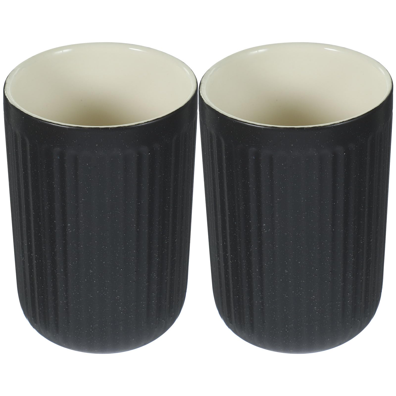 GALPADA Juego de 2 Vasos para Cepillo de Dientes de Cerámica Negra de 300ml, Fácil de Limpiar Bordes Suaves, Adecuado para Baño y Uso en Casa