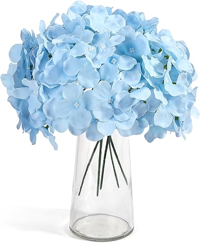 Miniatura 2 de Auihiay 26 piezas de flores hortensias artificiales de seda con tallo para decoración del hogar, bodas, fiesta.