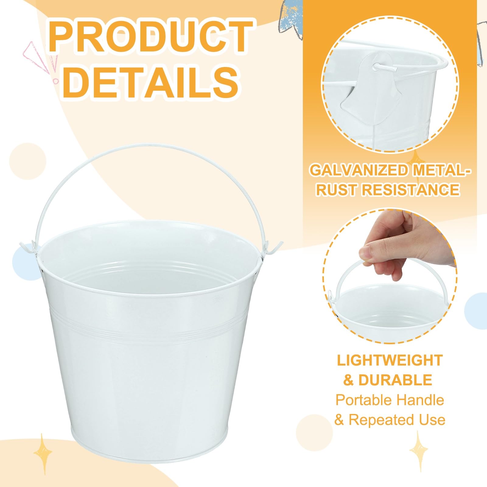 Piccoli secchi in metallo, mini secchi con manico zincato colorato secchio di latta contenitori cestino forniture per feste – adatto per (Halloween – artigianato in classe) 15,2 cm e 10 pezzi