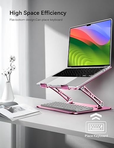Miniatura 5 de ivoler Soporte ajustable para laptop con base giratoria de 360, soporte ergonómico para computadora portátil, elevador plegable y portátil, adecuado