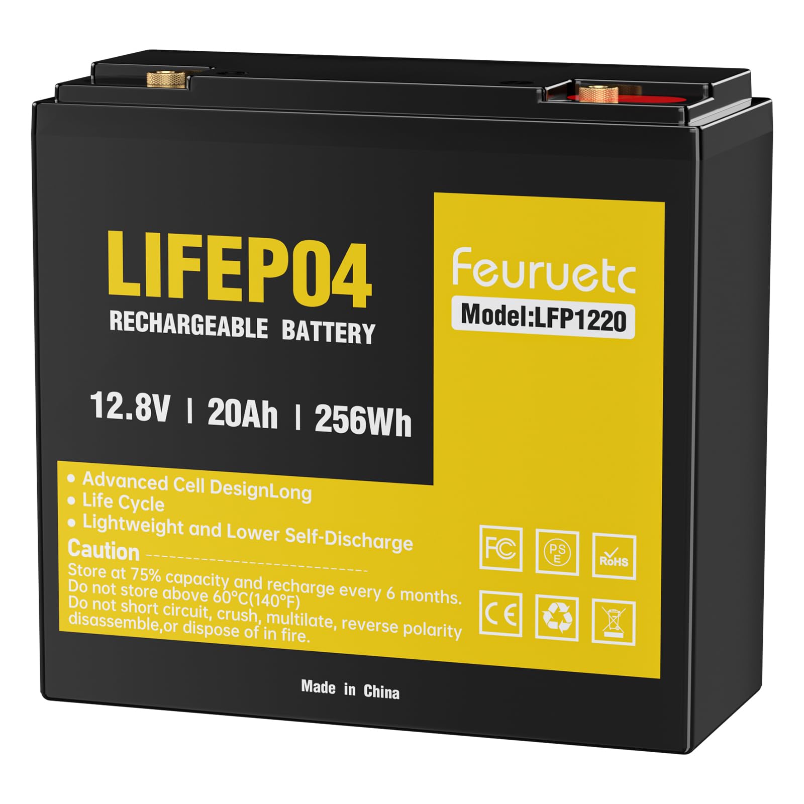 12V 20Ah Deep Cycle LiFePO4 Battery,12 volt lithium phosphate battery for Camping，Fish Finder, Scooter, Security System, Ride on Toys Automotive