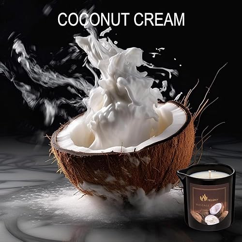 Miniatura 7 de MELONY Vela de aceite de masaje  Ideal para calmar, calmar y relajarse  con cera de soja natural  8.1 onzas (crema de coco)