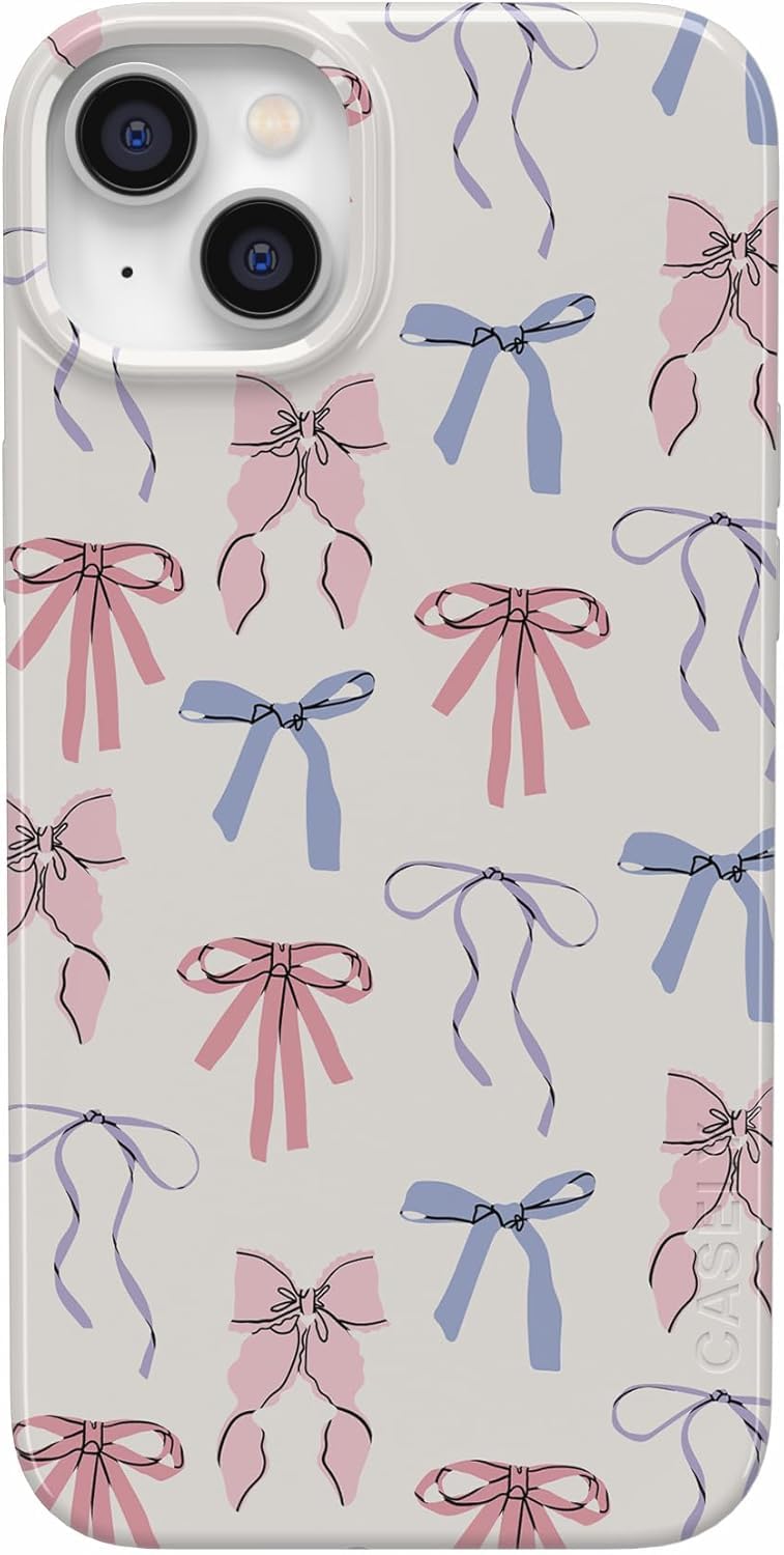 Casely iPhone 14 Plus Case | Coquette Girlie | Pastel Bows | Compatible with MagSafe | Classic Ultra-Light Case Design