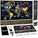Unique Scratch Off Map of The World - Large Deluxe Personalized Travel Map Poster with B0NUS Scratch Off USA Map - Outlined US States, Landmarks, Roads, Rivers - All Accessories Included - Great GlFT