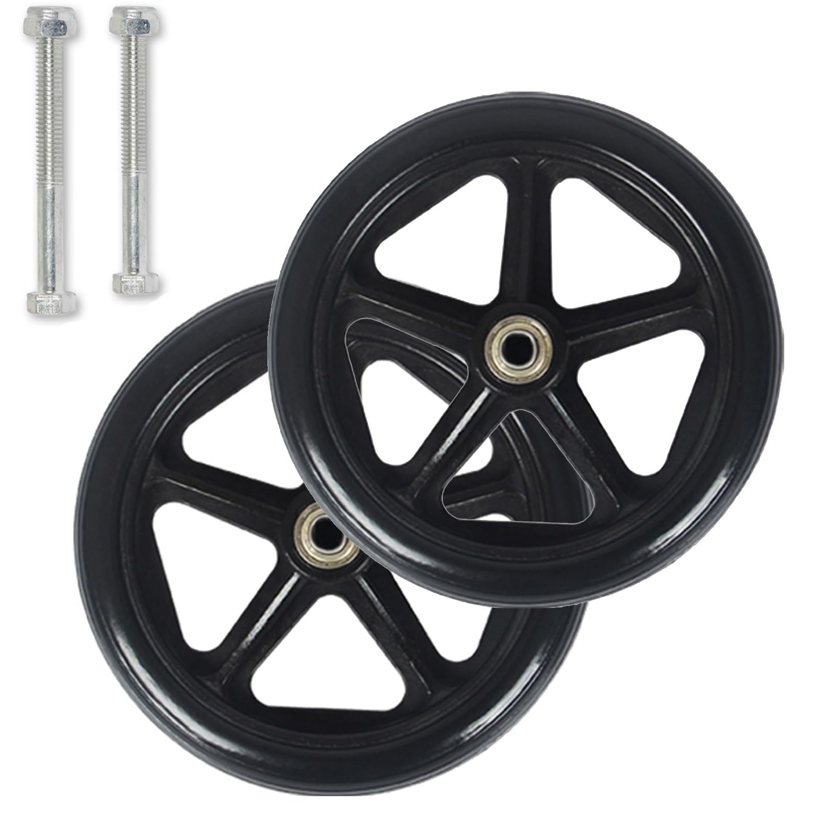 HJXGQJM Reemplazo De Ruedas Delanteras para Silla De Ruedas De 6 Pulgadas, Piezas De Repuesto para Ruedas De Silla De Paseo De Antideslizante(Noir,18-19cm/8in)