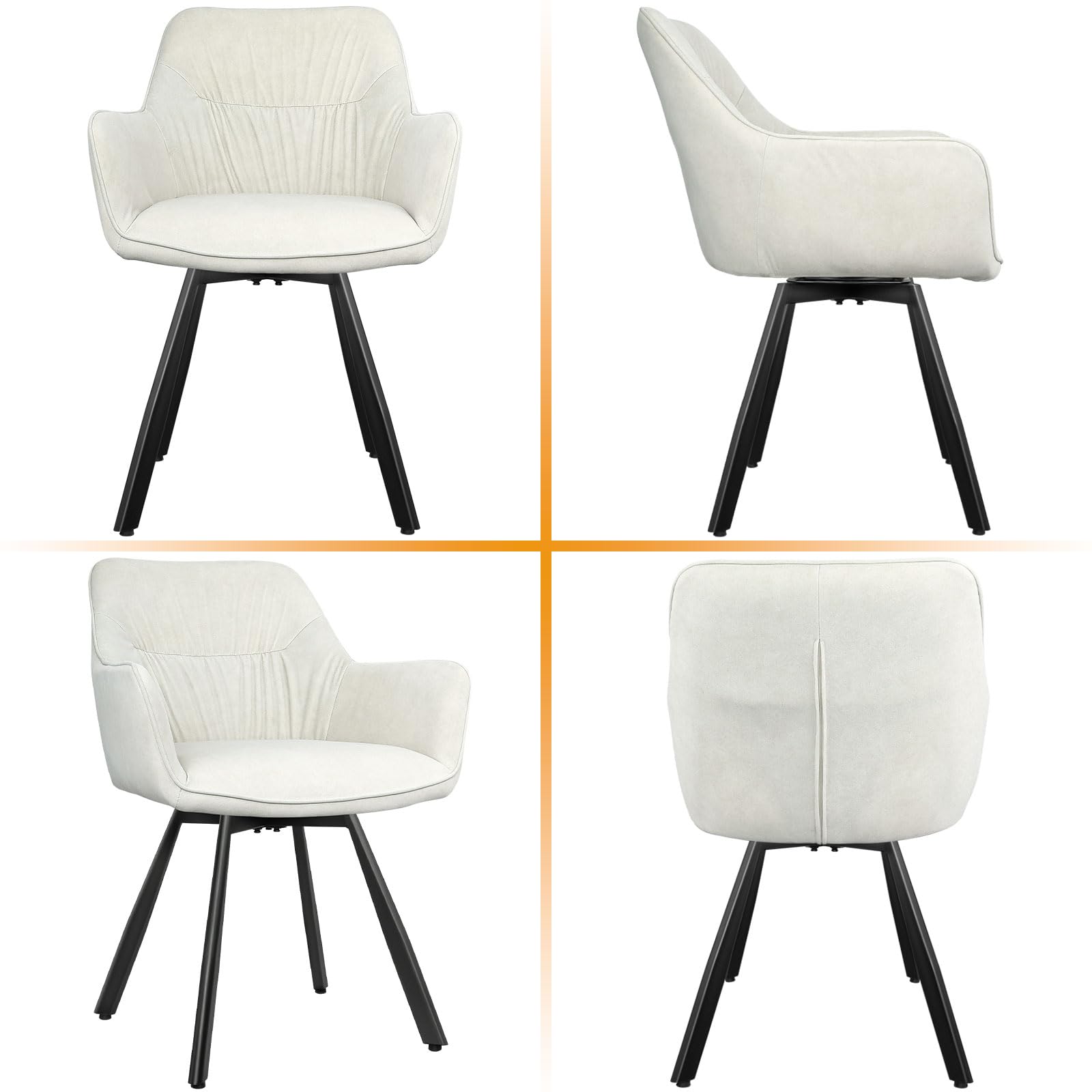 LEWE Esszimmerstühle Drehbar 6er Set, Armlehnstuhl aus Kurzflor-Stoff