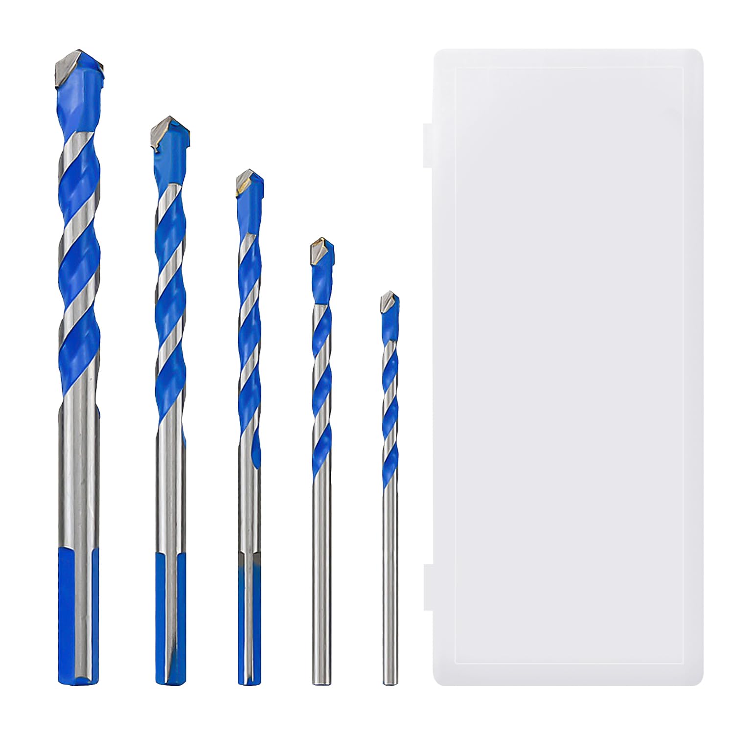 Juego de 5 brocas para taladro para ladrillos, herramientas de taladro de metal duro, ideal para baldosas, mampostería, cemento, 4/5/6/8/10 (azul)