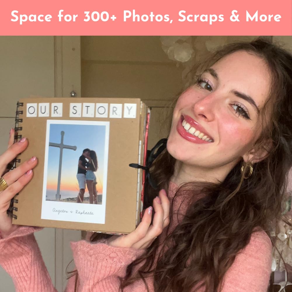 Kit de álbumes de recortes, álbum de fotos de 80 páginas, álbum de recortes, capacidad para más de 300 fotos, con bolígrafos metálicos, más de 150 calcomanías, bolígrafo de pegamento, cintas Washi