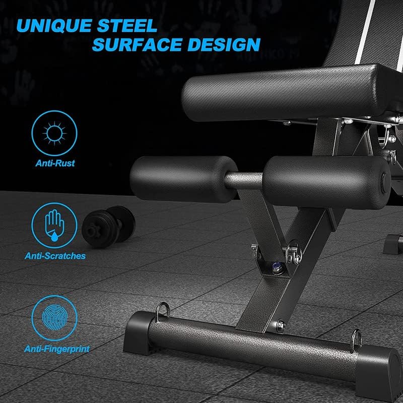 Jupgod Folding Weight Bench, Stable and Wide Flat Workout Bench, No Assembly Needed Weight Training Bench Press Fitness Equipment for Home Gym Full Body Exercise
