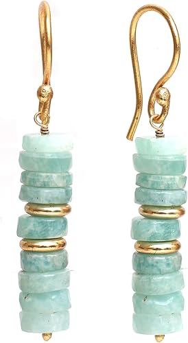 Gempires Natural Tiendaite Heishi Beads With Spacers Earring, Healing Crystals, Gift for Her, Handmade Jewelry (Tiendaite)