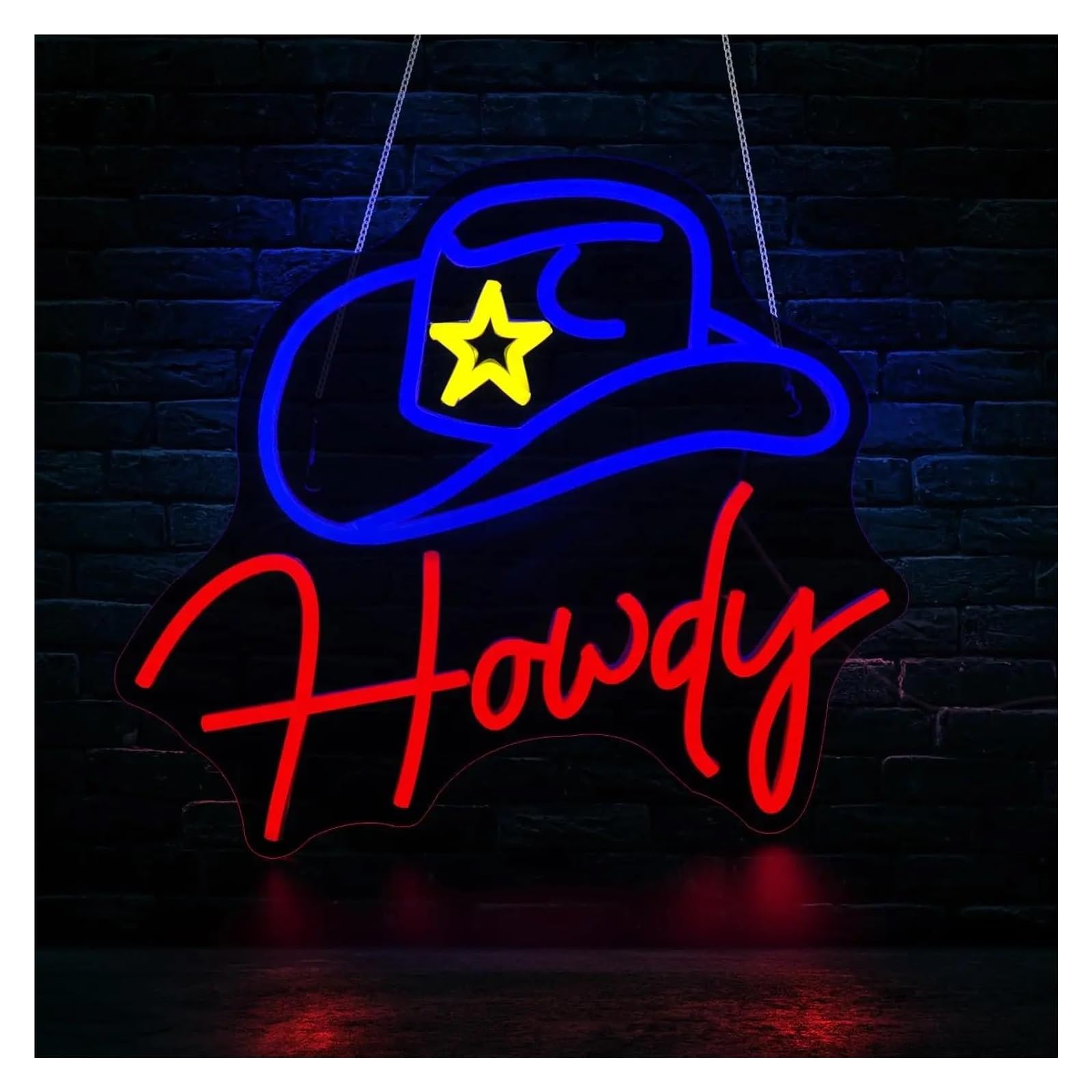 LEMST Signs Lamp Cowboy Howdy Neon Sign USB Powered Night Light for Party Pub Game Room Aesthetic Wall Decor 30cmх26.7cm(A)