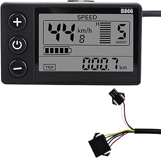 Electric Bike LCD Display Meter, 24V-60V E Bike Display Meter Control Panel with SM Plug Conversion Kit for Electric Scooter 22.2mm/0.9in Handlebars