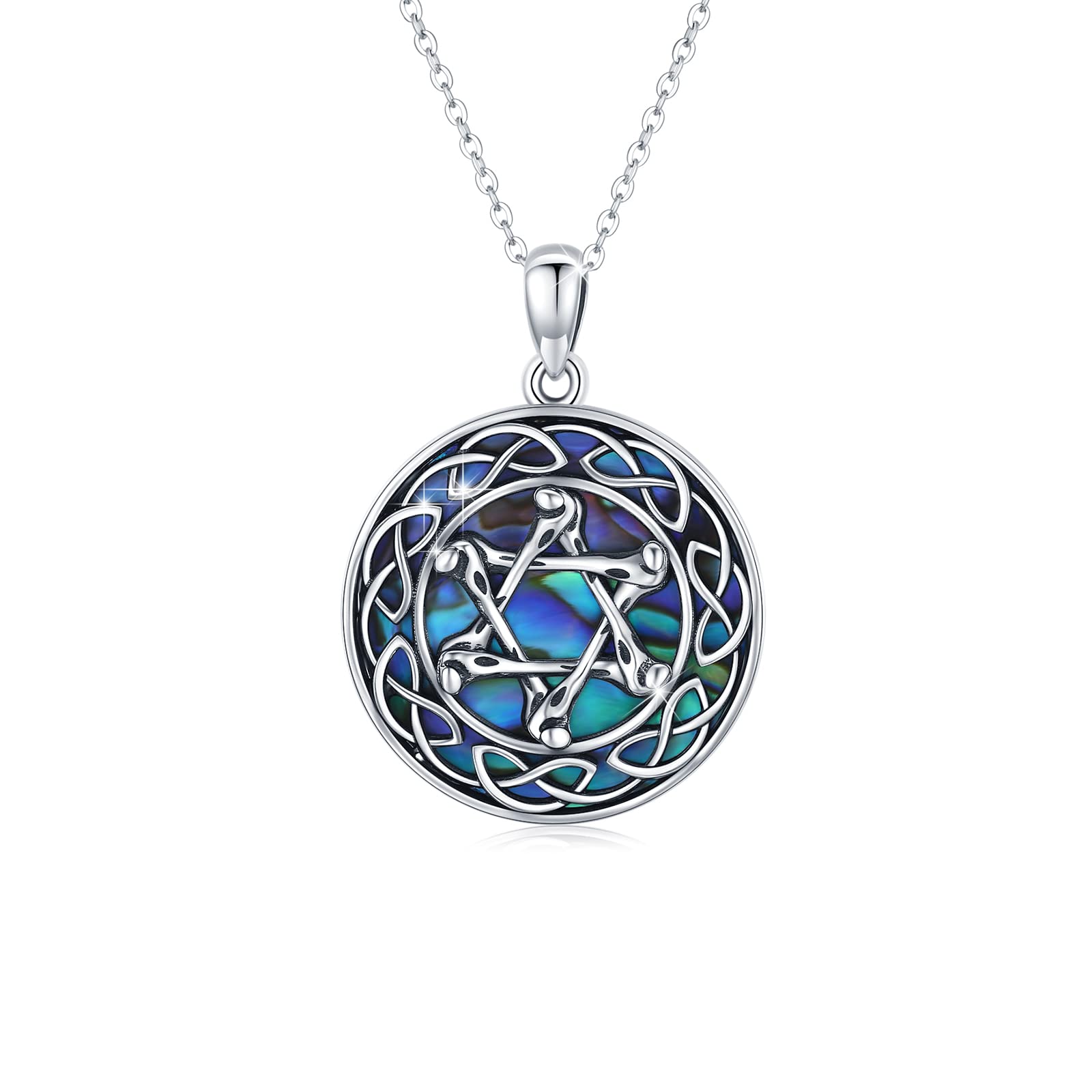 CUOKA MIRACLECeltic Knot Necklace 925 Sterling Silver Abalone Star of David Pendant Necklace for Women Jewish Amulet Jewellery Accessory for Girls Mom Grandmother