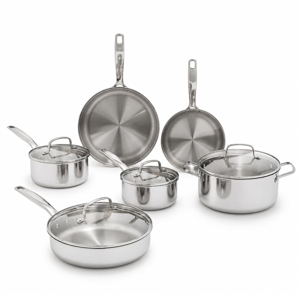 Blue Diamond 10 Piece Tri-Ply Stainless Steel Cookware Pots &amp; Pans Set