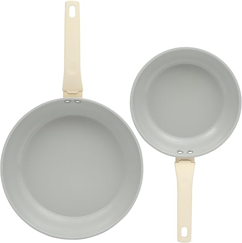 Miniatura 5 de Gibson Home Barnsdall - Sartén de aluminio de 2 piezas de 8 y 10 pulgadas, sartén antiadherente de cerámica no tóxica, sartén para huevos de cocina,