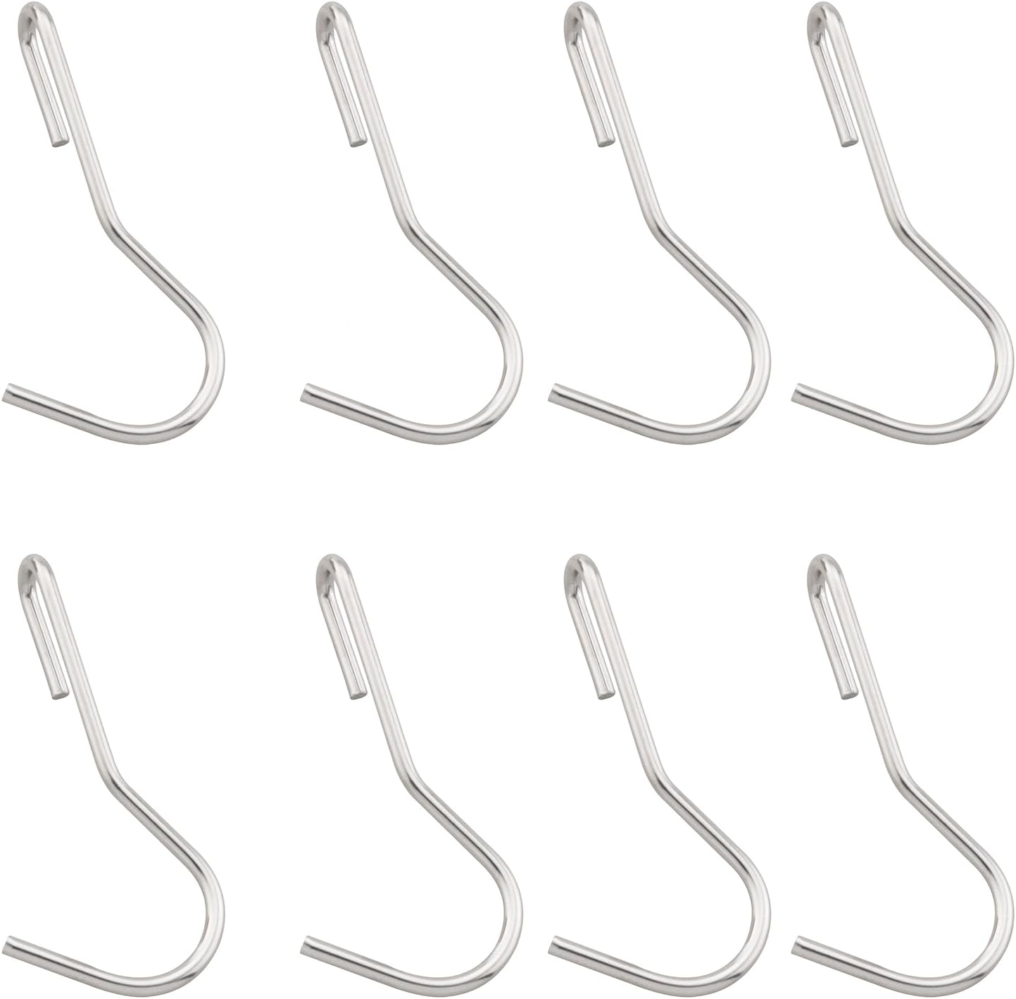 8PCS Stainless Steel 90 Degree Hooks Twisted Angle Hooks Heavy Duty S Hooks 2.95x1x0.86x0.27 inches for Hanging Kitchen Utensils Towels Clothes Bags Plants Gardening Tools