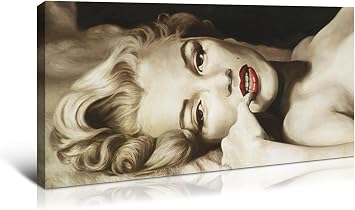 Denozer - Marilyn Monroe Pictures Sexy Blond Girl Paintings American Movies Actress Classic Portrait Print on Canvas Vintage Style Wall Art Living Room Bedroom Office Ready to Hang - 40"x20"