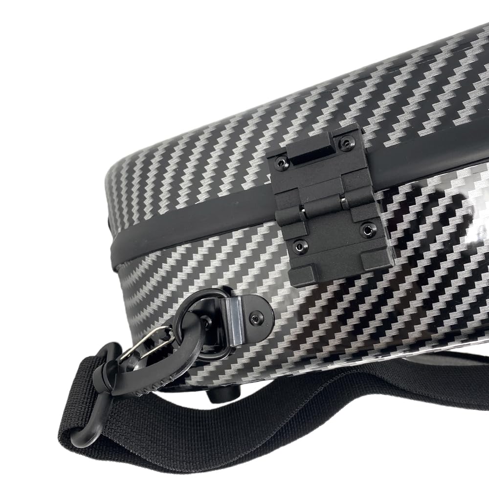 Violín ligero compuesto de fibra de carbono profesional de tamaño completo 4/4, funda rígida con correas de hombro estilo mochila, higrómetro (negro)