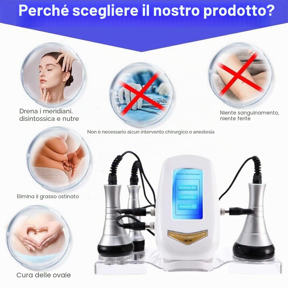Macchina per cavitazione, 3 in 1, strumento dimagrante a radiofrequenza, per la cura della pelle, per scolpire il corpo, multifunzione, per viso, addome, glutei e cosce