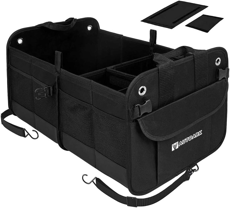 AUTOARK Multipurpose Car Trunk Organizer with Straps,Non-Slip Waterproof Bottom,Durable Collapsible Adjustable Compartments Cargo Storage,AK-042