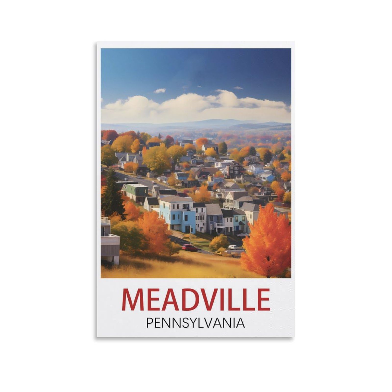 EZMLFA 5D Diamond Painting Kits for Adults,Meadville Pennsylvania,DIY Full Round Drill Diamond Dot Gem Art Kits for Adults,Crafts for Decor 30x40cm
