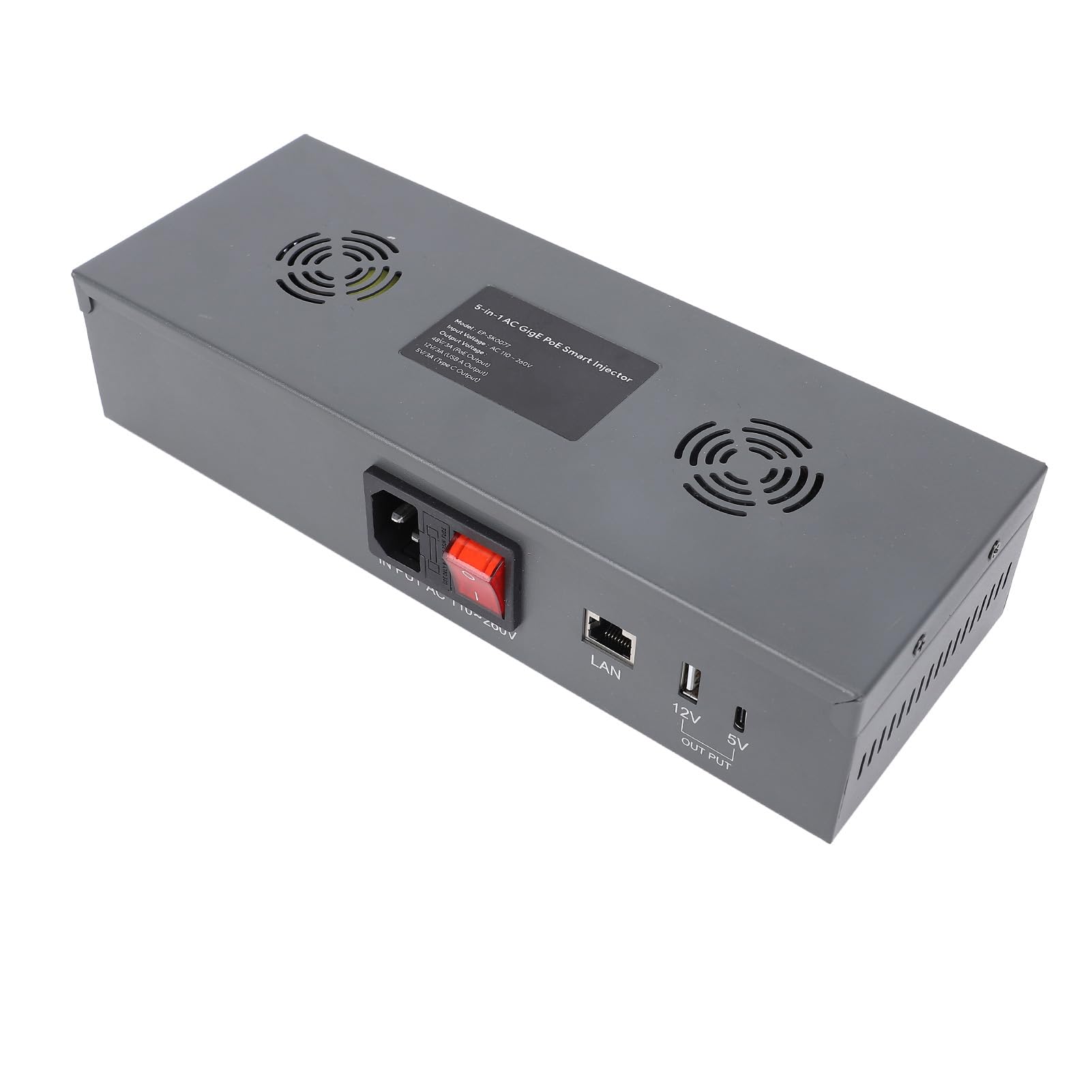 Generic Gigabitowy Iniektor PoE Moc Wyjściowa 150 W dla Anteny Satelitarnej V2 5 W 1 Ethernet - żelazo (wtyczka UE)