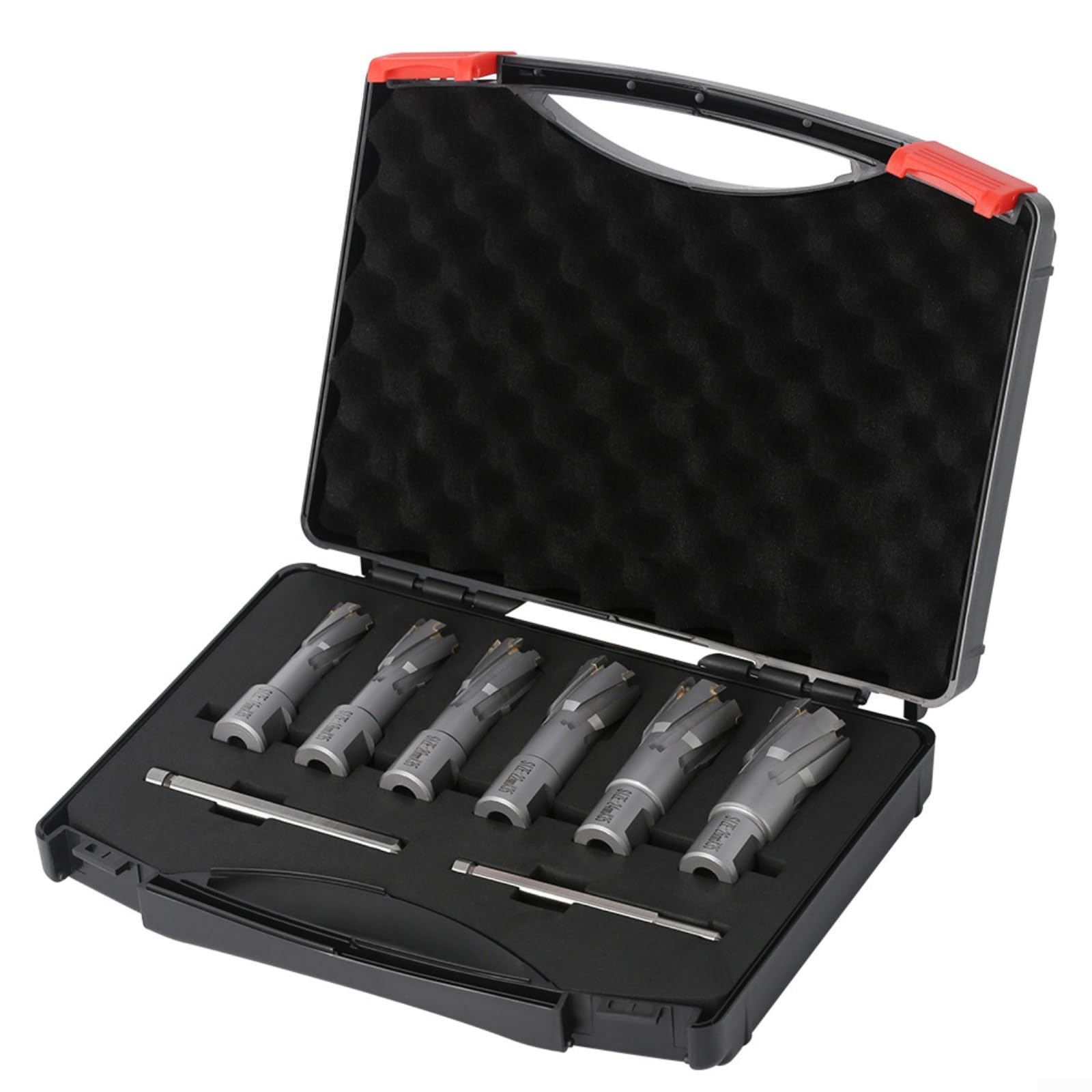 Juego de 6 brocas anulares TCT de 16 a 26 mm con 35 mm de profundidad para corte de hierro y acero inoxidable, cortadores de núcleo hueco de carburo para prensa de taladro magnético y