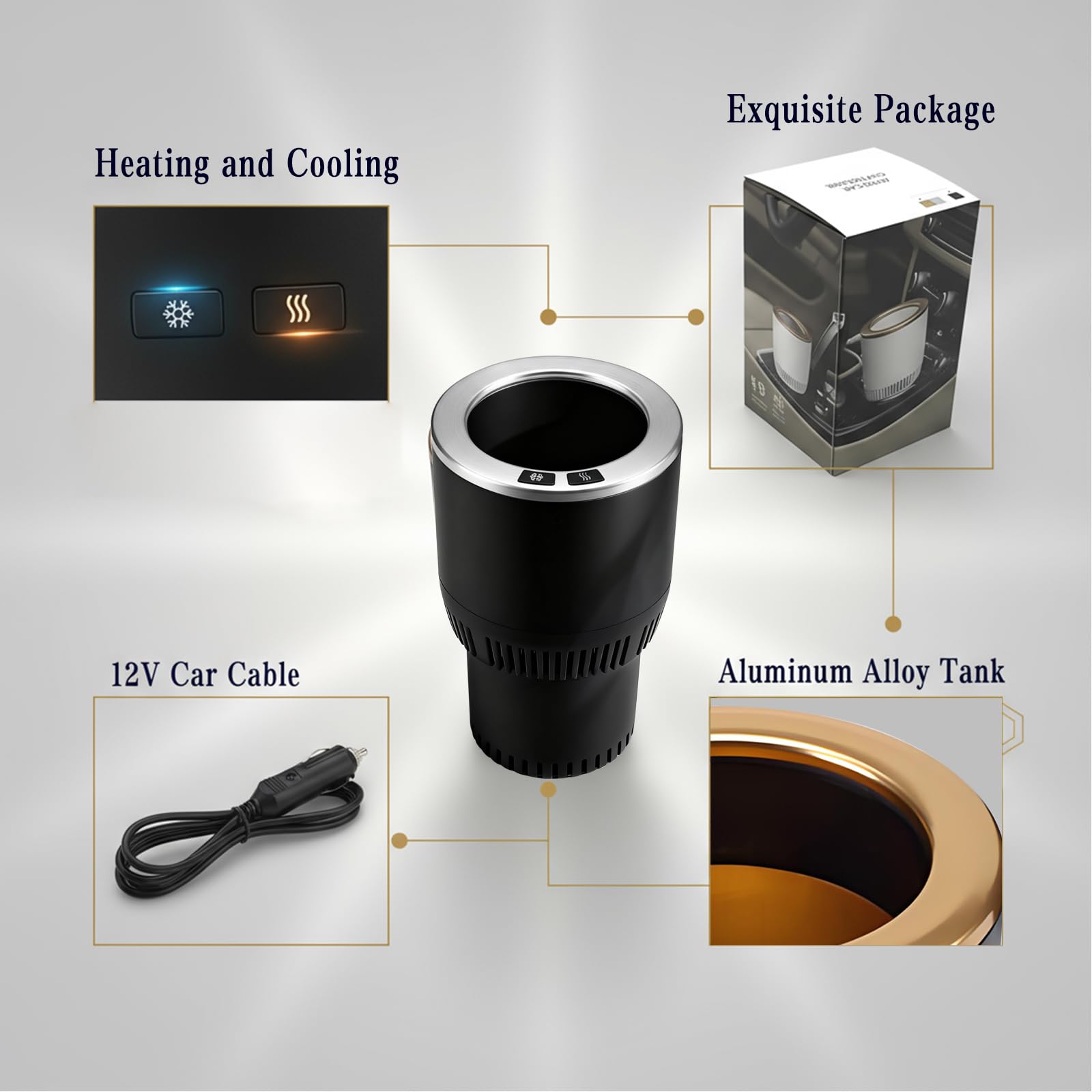 Supporto per tazza da auto 2 in 1 di alta qualità per scalda tazza per auto, perfetto per pendolari/viaggi su strada (nero e argento)