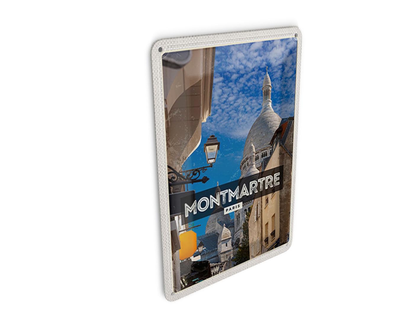 Femer Tin Postcard Travel 10 x 14 cm Montmartre Paris Hill Travel Destination Decorative Sign