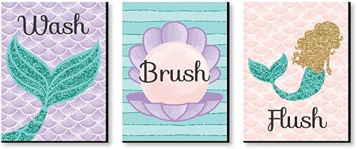 Big Dot of Happiness Lets Be Mermaids  Arte de pared para niños  75 x 98in  Juego de 3 letreros  Lavado cepillo y rasante