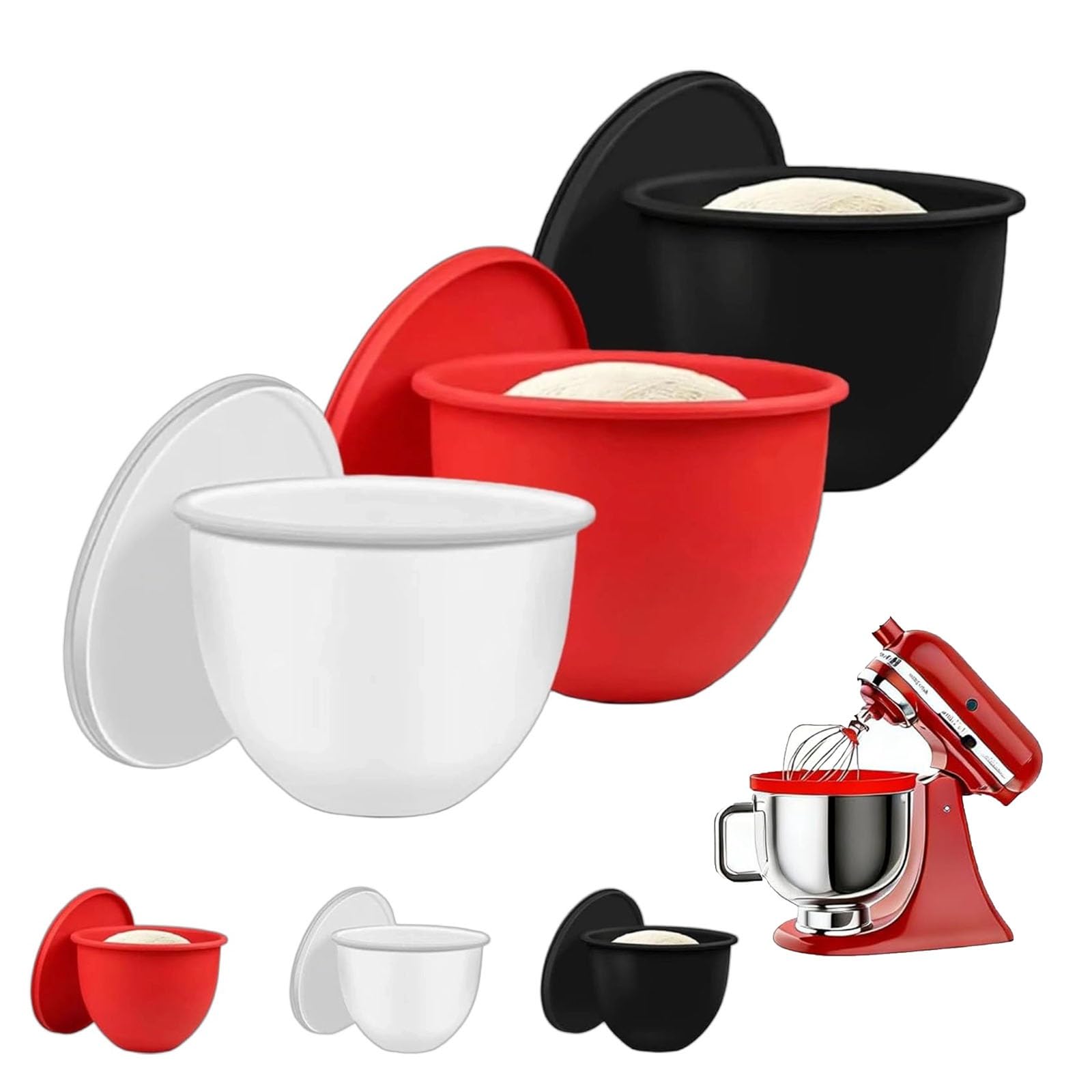 KZJXMH Silicone Liners For Kitchen, Silicone Bowl Liners For 5 Qt Kitchen Mixers, Mixer Bowl Accessories And Attachments For Baking And Cooking, Replacement Mixers Bowls(3PCS)