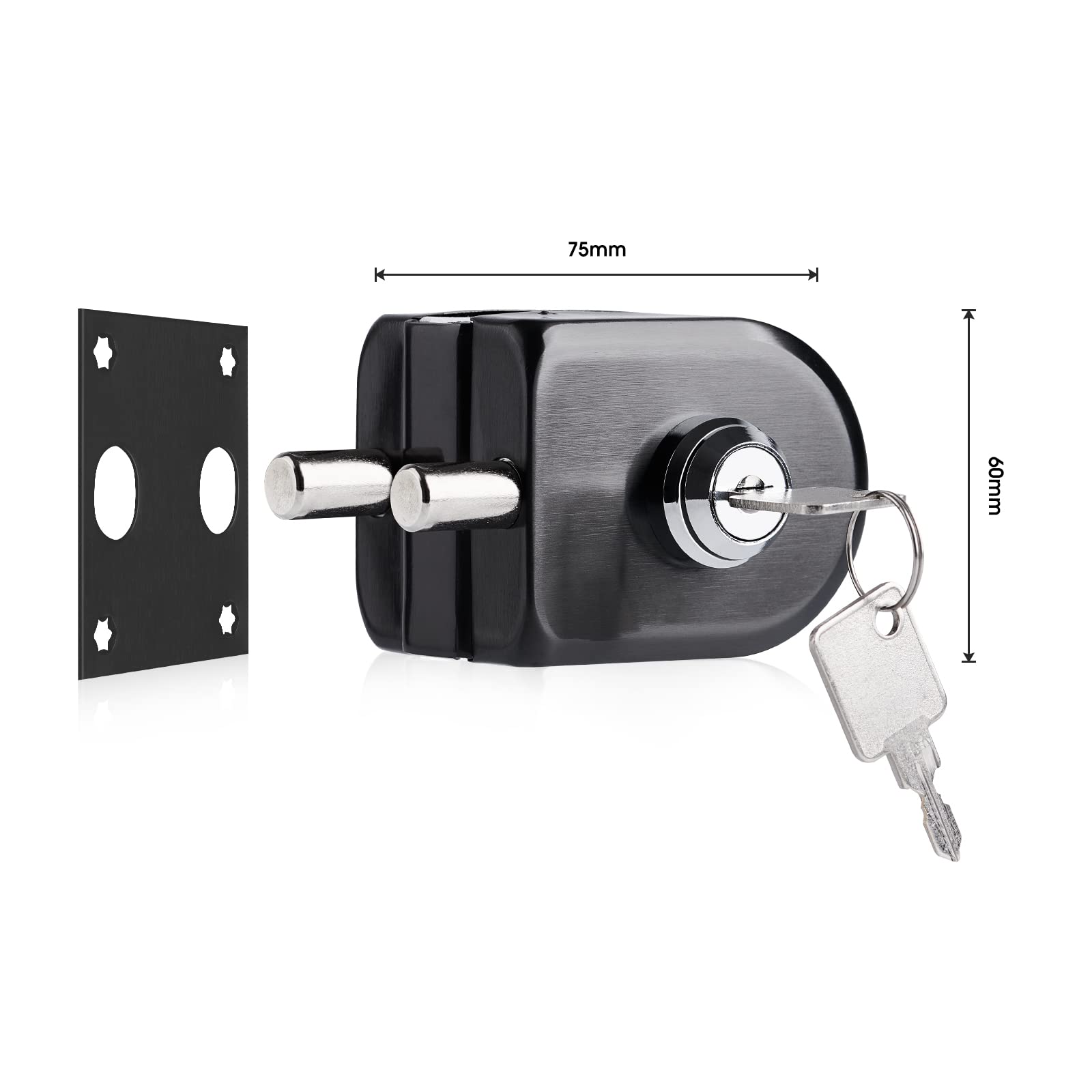 Ranbo Frameless Glass Swing Door Lock, Floor Bolt, No-Drill, 304 Stainless Steel - Image 2