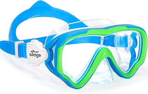 Seago Gafas de natación para niños, máscara de buceo para jóvenes (5-15), antivaho, visión clara de 180