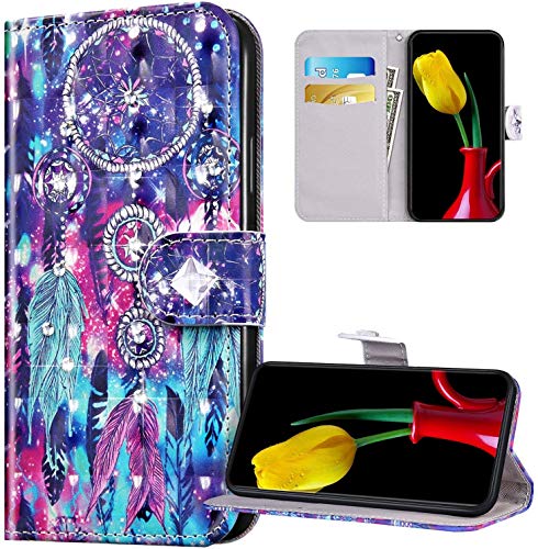 JAWSEU Case Compatible with Huawei Mate 20 Pro, Bling Glitter Sparkly Diamonds Cute Pattern PU Leather Flip Wallet Front and Back Protective Cover with Card Holders Magnetic Closure Stand Case,#5