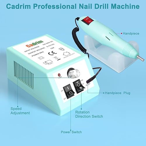 Miniatura 6 de Cadrim - Taladro eléctrico de uñas, taladro eléctrico de uñas para uñas acrílicas, esmalte de uñas, esmalte de uñas, juego de pulidor de uñas,