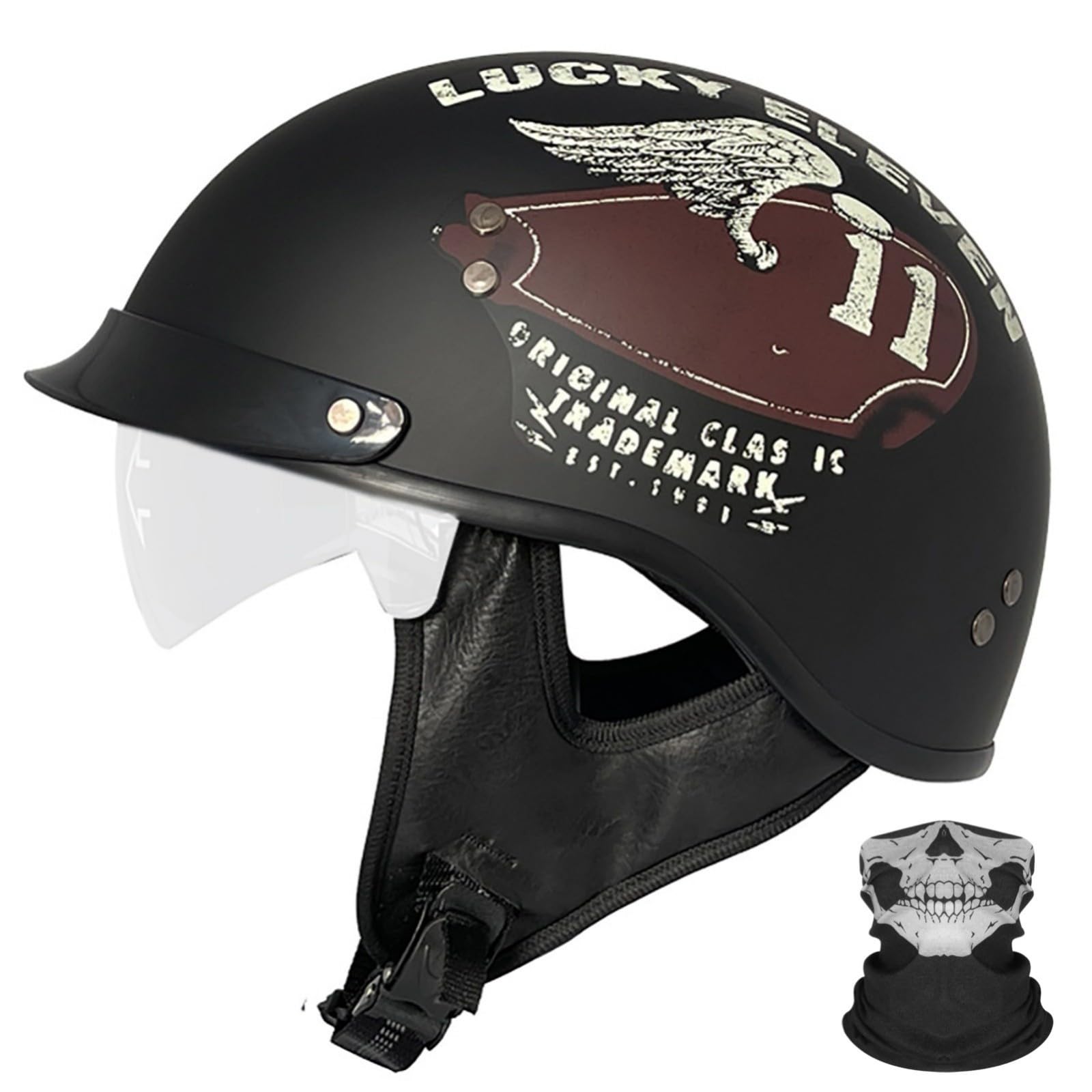 Kask motocyklowy retro, kask motocyklowy typu jet, do cruiser, choppera, motoroweru, skutera, homologacji ECE 22.06, dla kobiet i mężczyzn (Touring) 10, XXL (61-62 cm)