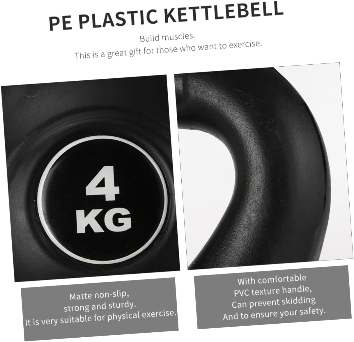 Odorless PE Plastic Kettlebell Adjustable 4KG Weight for Home Fitness Portable Exercise Gear for Strength Training and Kettle-Bell Workouts