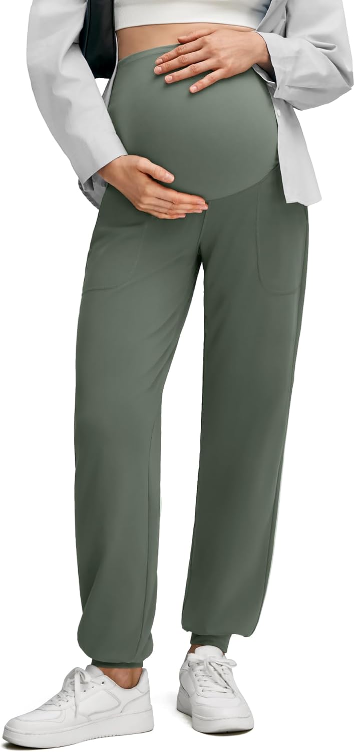 G4Free Maternity Pants Stretchy Workout Lounge Pants Over The Belly Pregnancy Joggers with Pockets