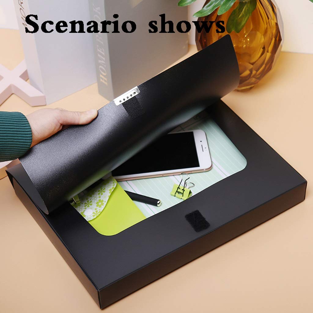 Cartella Portadocumenti Raccoglitore Office Scatola Archivio di Plastica, A4 File Organizer di Plastica con Coperchio, Cartella di Archiviazione Storage Box, Nero