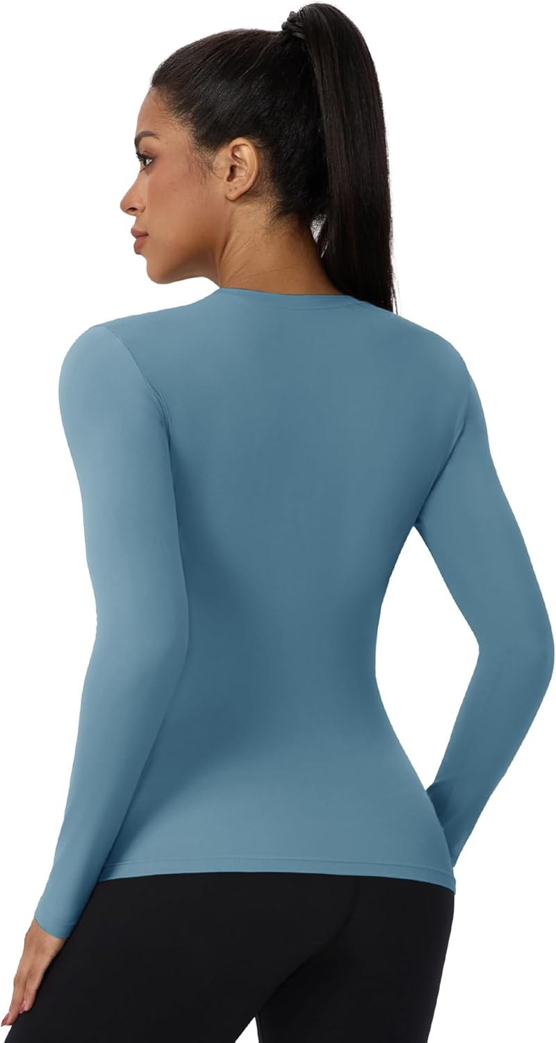 Women's Long Sleeve Compression Shirts Workout Shirts Breathable Athletic Tops Slim for Yoga Running Gym - Image 2