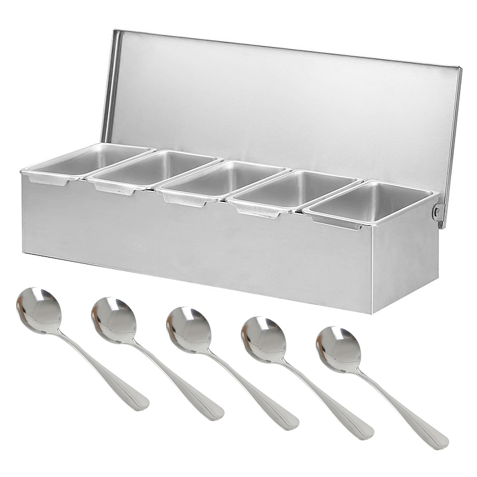 Récipient multi-ingrédients en acier inoxydable avec couvercle, récipient à ingrédients pour bar, cocktail, accessoires de barbecue, station de stockage à pizza