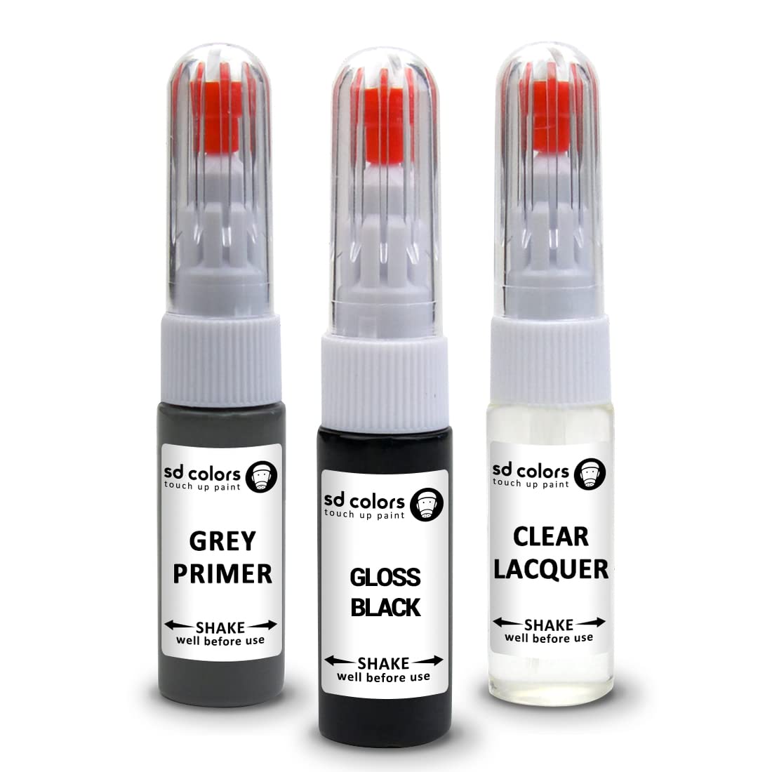 Sd Colors Paint+Primer+Lacquer Gloss Black Alloy Wheel New Touch Up Paint Pen Repair Kit 7Ml Scratch Chip Brush Repair (Paint+Lacquer+Primer)