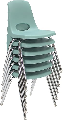 Miniatura 451 de Factory Direct Partners 10355-BL Silla escolar apilable de 10 pulgadas, asiento apilable para estudiantes con patas de acero cromado y rodamientos