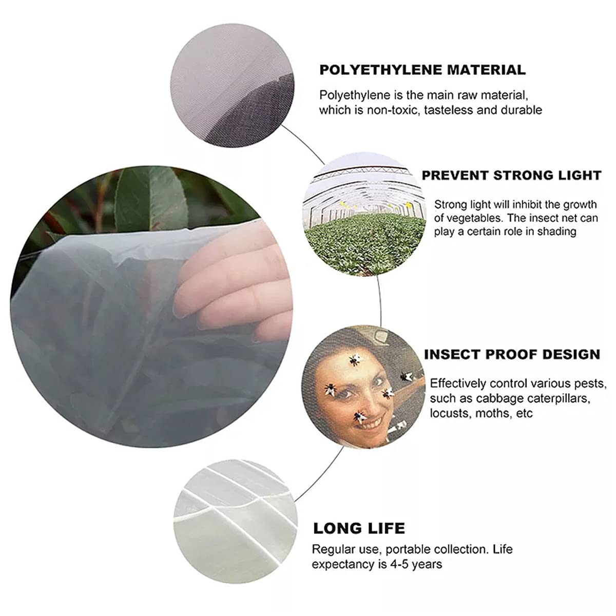 Filet de jardin en maille de qualité supérieure - 1 m x 15 m - Protection légère pour plantes vétérinaires, fleurs, cultures et fruits - Facile à utiliser - Filet de couverture de jardin pour une