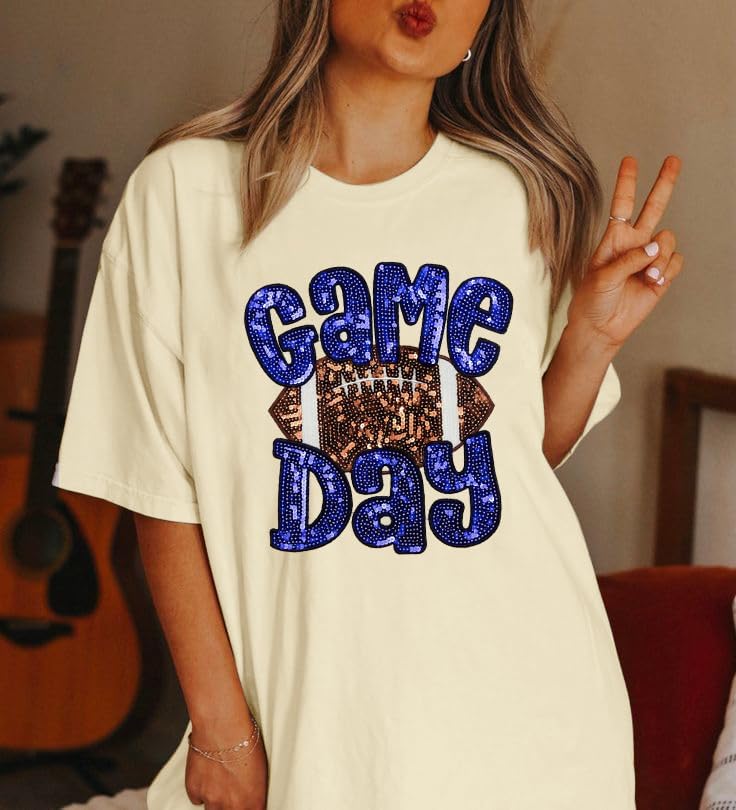 ASTANFY Game Day Shirts Oversized Tshirts: Football Shirts for Women Sequin Shirt Fall Graphic Tees Short Sleeve Tops - Image 2