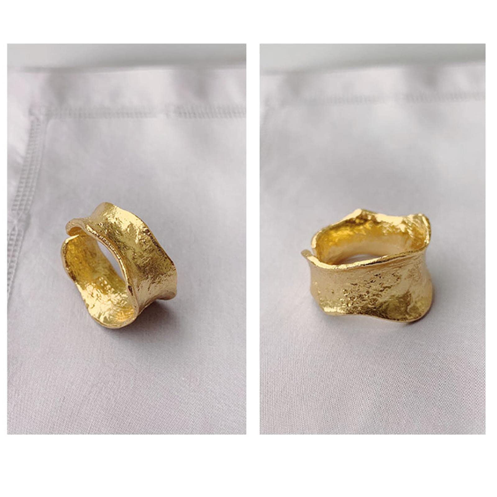 JENCVNL 16 stuks gouden ringen voor dames, chunky ringenset, dikke ringen, verstelbaar, stapelbare knokkelringen, goud, dikke open gouden ringen voor dames, One-Size, Metaal, Edelsteen