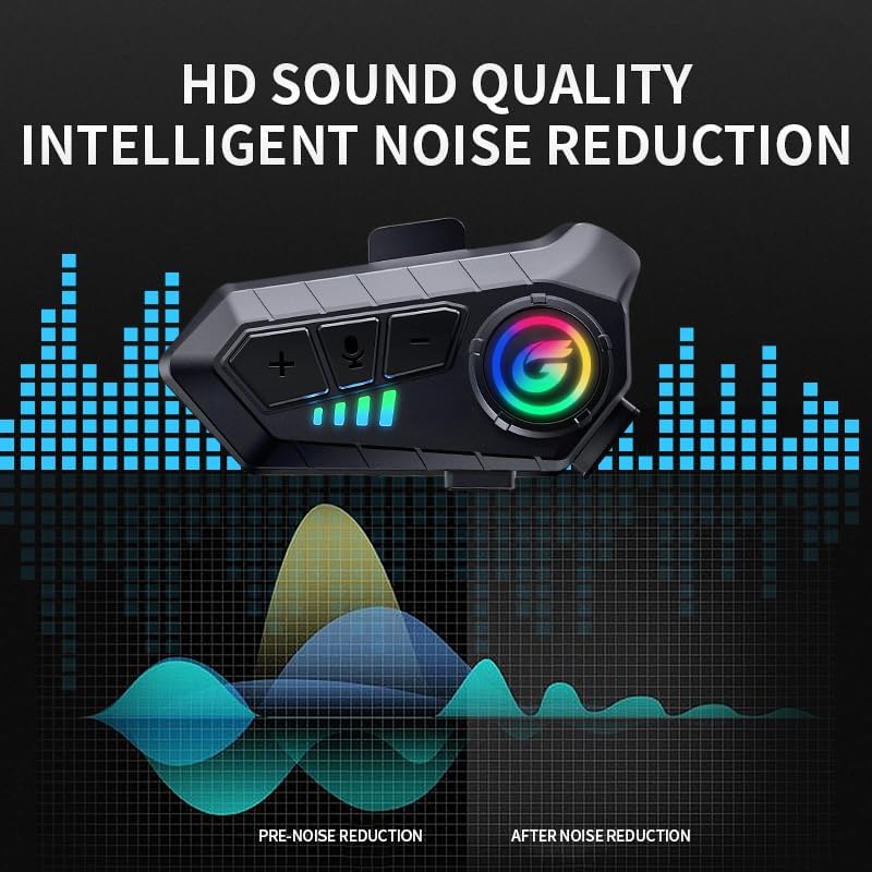 Miniatura 6 de Auriculares Bluetooth para casco de motocicleta Y10G, auriculares inalámbricos 5.3 de 1000mAH con micrófono duro, cancelación de ruido, sonido