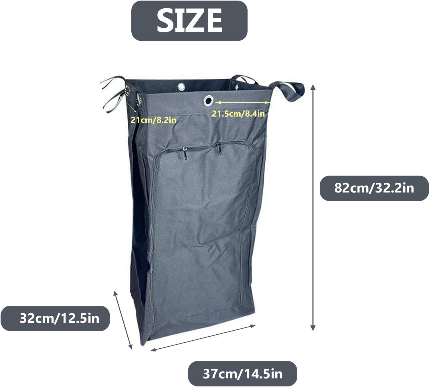 Buhelyc Replacement Janitorial Cleaning Cart Bag Removable Liner Bag High Capacity Oxford Cloth Storage Bag for Housekeeper Restaurant